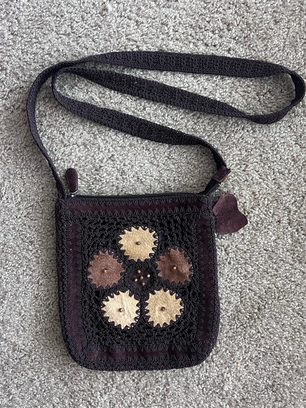 Deadstock Frankie & Johnny Y2K Whimsigoth Crochet Leather Floral Crossbody Bag